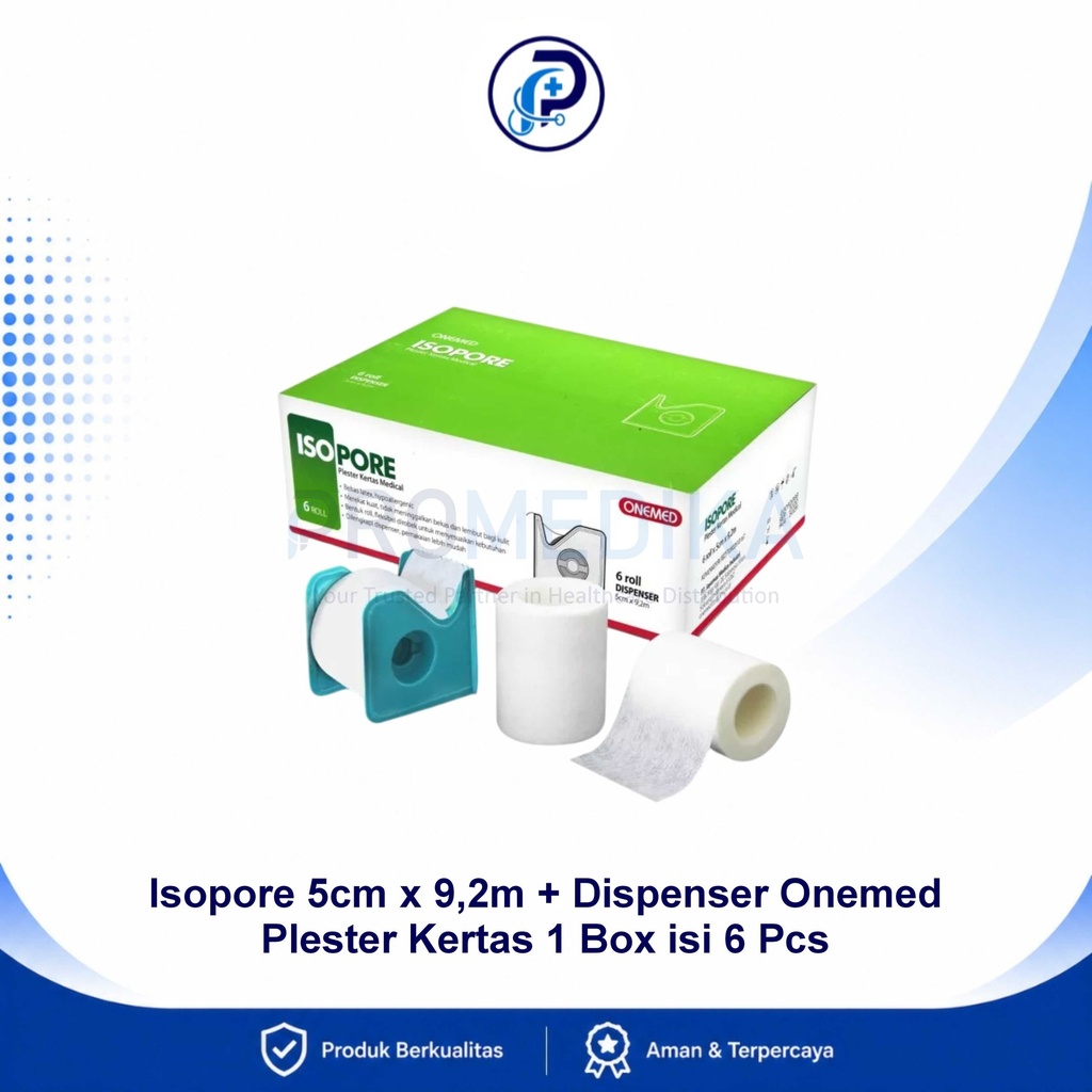 Isopore 5cm x 92m Dispenser Onemed Plester Kertas Box Isi 6 Pcs