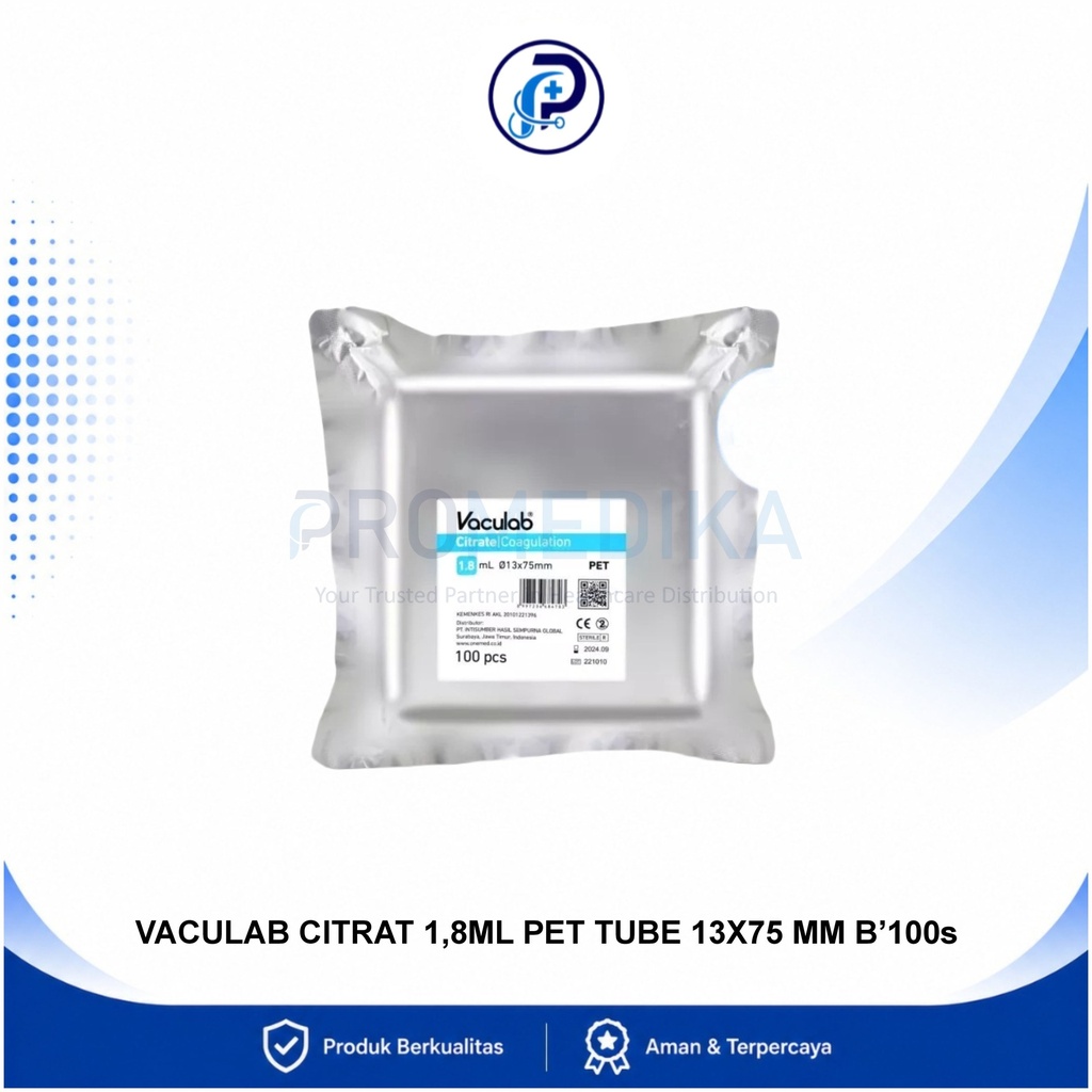 Tabung Darah VacuLab Citrate 1.8 ml PET Tube 13 × 75 mm